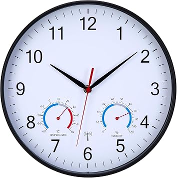 Radio-Controlled Wall Clock with Temperature Display 25 cm