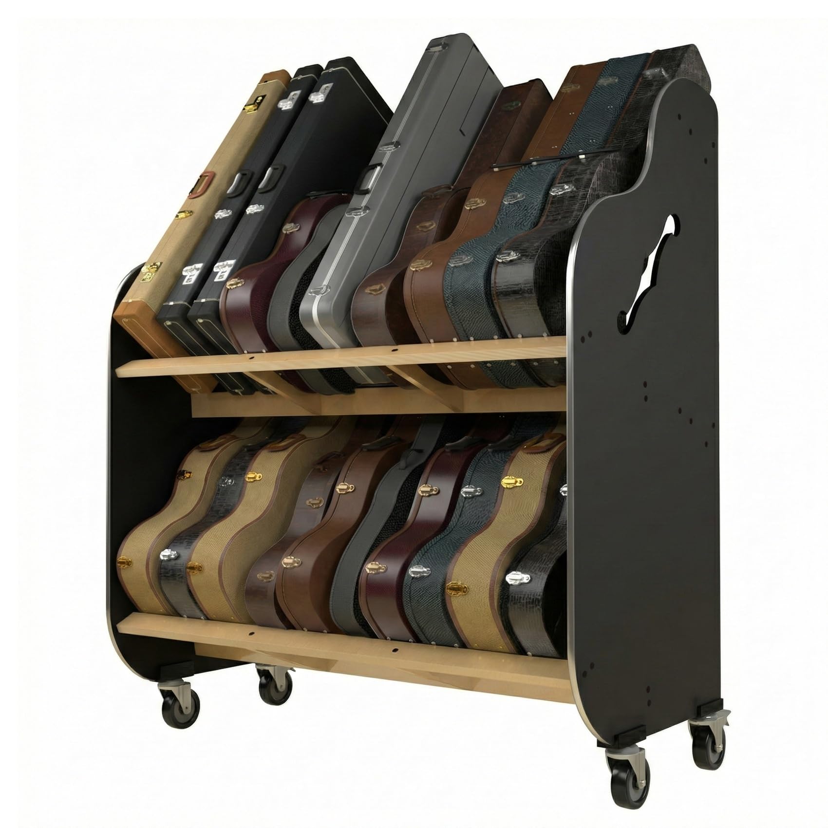 A&S Crafted Products Double-Stack Electric Guitar Case Rack - The Session-Pro | 2-Tier Storage | Made in U.S.A.