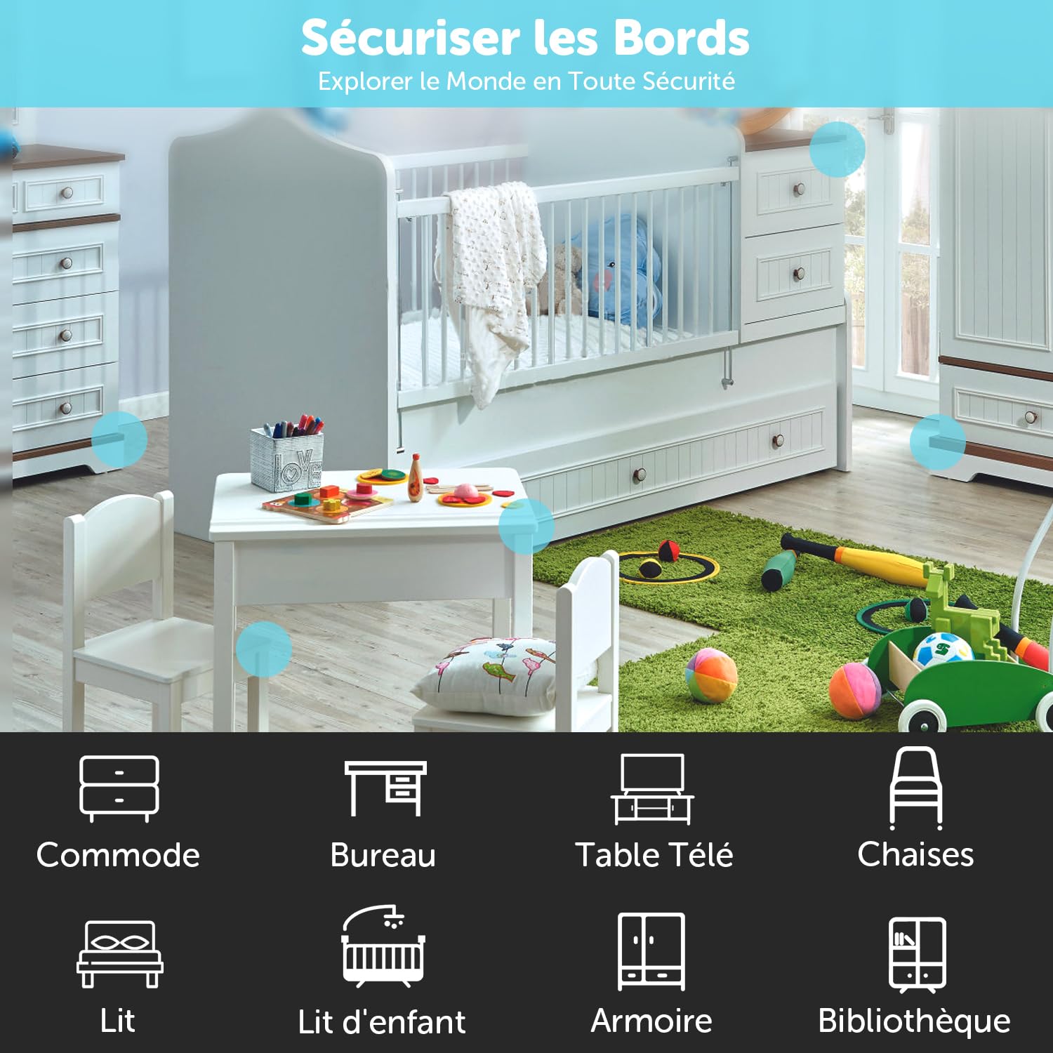 shinfly Coin de Table Protection Bebe, 8 PCS Rond Protection Coin de Table bébé, Protege Angle Bebe Sécurité pour Meuble, Bureau, Maison, École, avec Une Forte adhérence