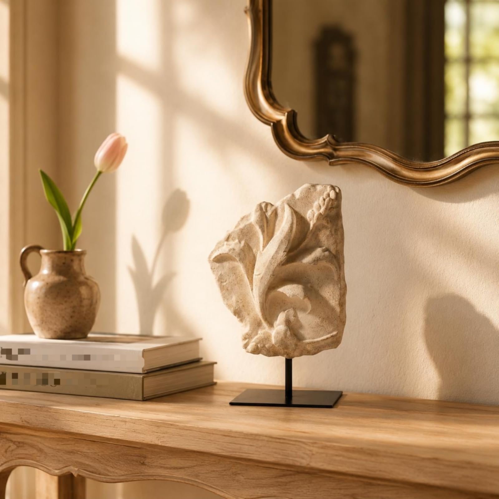 Escultura Resina Textura Efecto Roca Estratificada Ornamento Resina Regalo Bonito Figura Decorativa Escritorio para Mesa