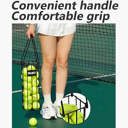 Miniatura 3 de Tolva de pelota de tenis, cesta de pelotas de tenis, colector portátil de pickleball con bolsa de transporte de malla, recogedor de transporte de