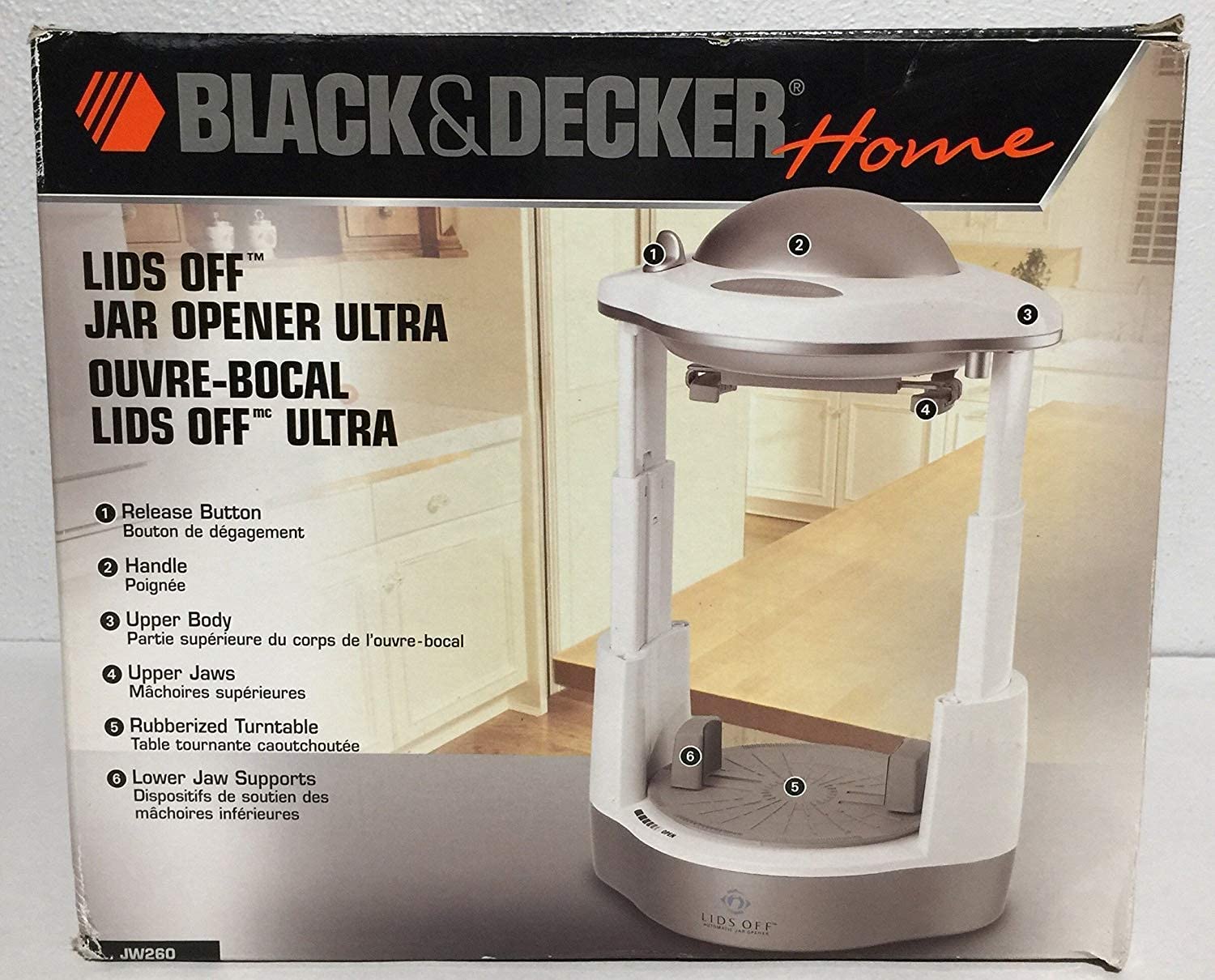 Black & Decker Home JW260 - Abridor de tarros con tapas, color blanco