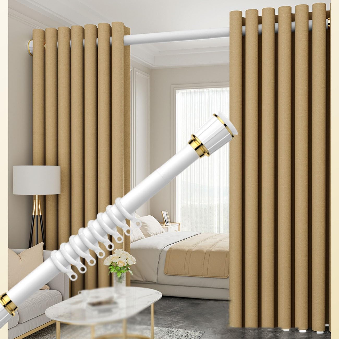 Tringle à rideau de douche sans perçage pour installer un grand rideau amovible facilement