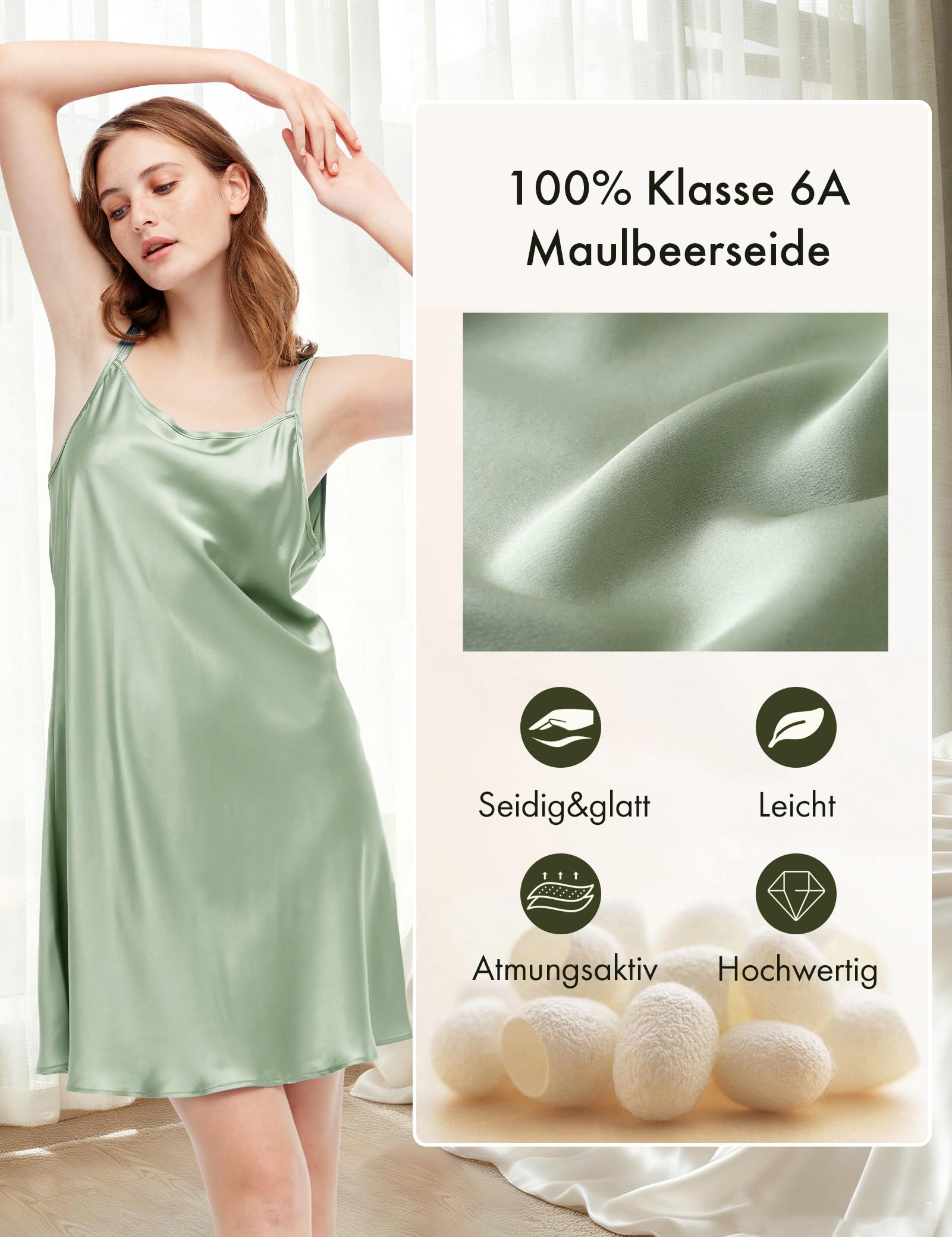 LilySilk Damen Bezaubernd Seide Nachthemd Hauskleid Nachtkleid Nachtwäsche Mini Kurzd 19 MM Silk Sleepwear Unterkleid Frau Rosa Schwarz Rot Negligee unterwäsche Verpackung MEHRWEG