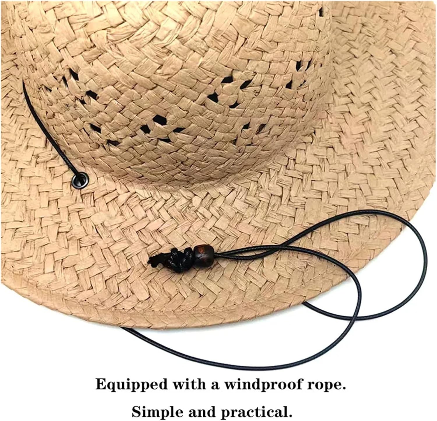 Straw Hat with Openwork Design – Adjustable Fit for Various Head Sizes, Ideal for Summer Outings