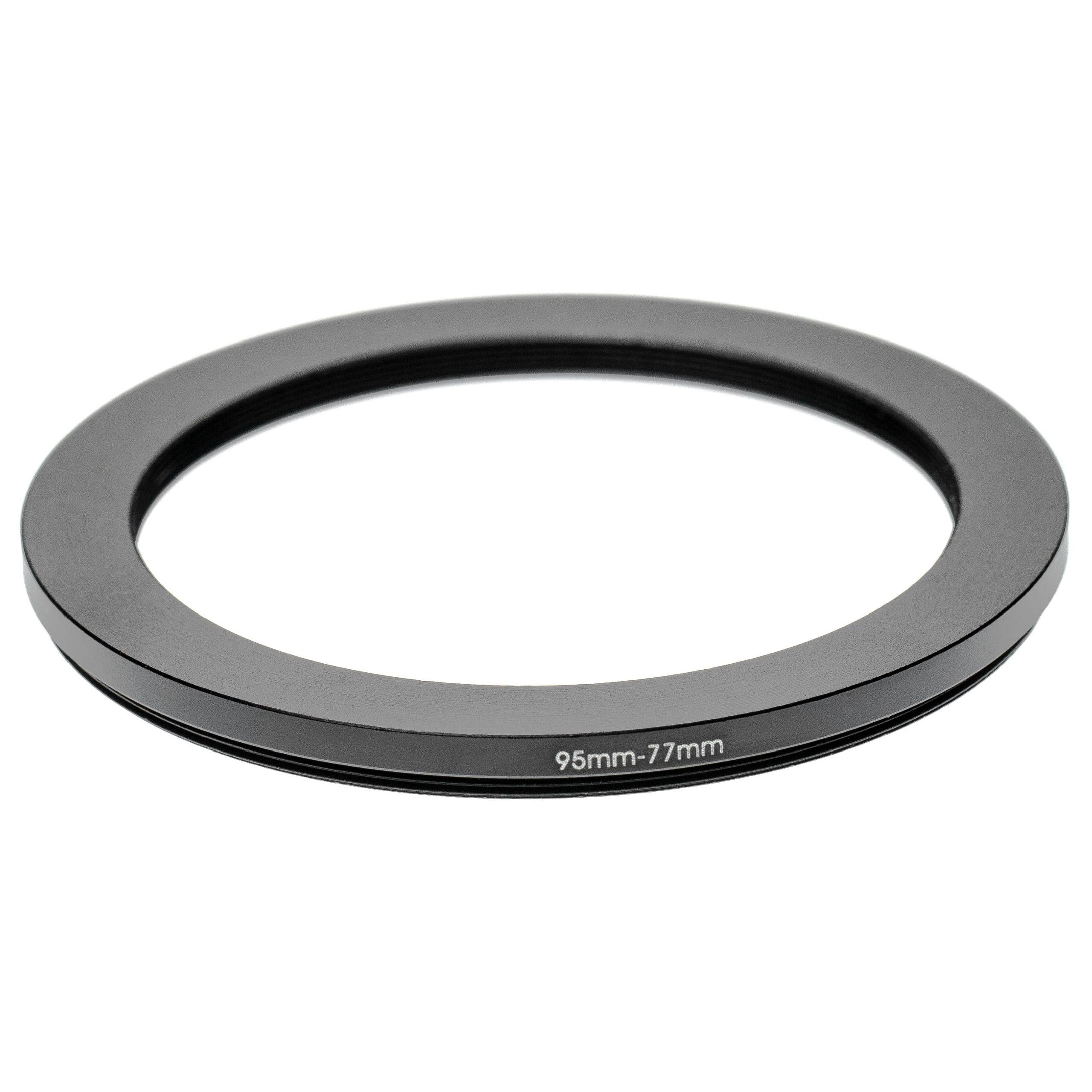 vhbw Adapter pierścieniowy Step-Down od 95 mm do 77 mm do obiektywu aparatu, adapter filtra, aluminium (anodowany), czarny matowy