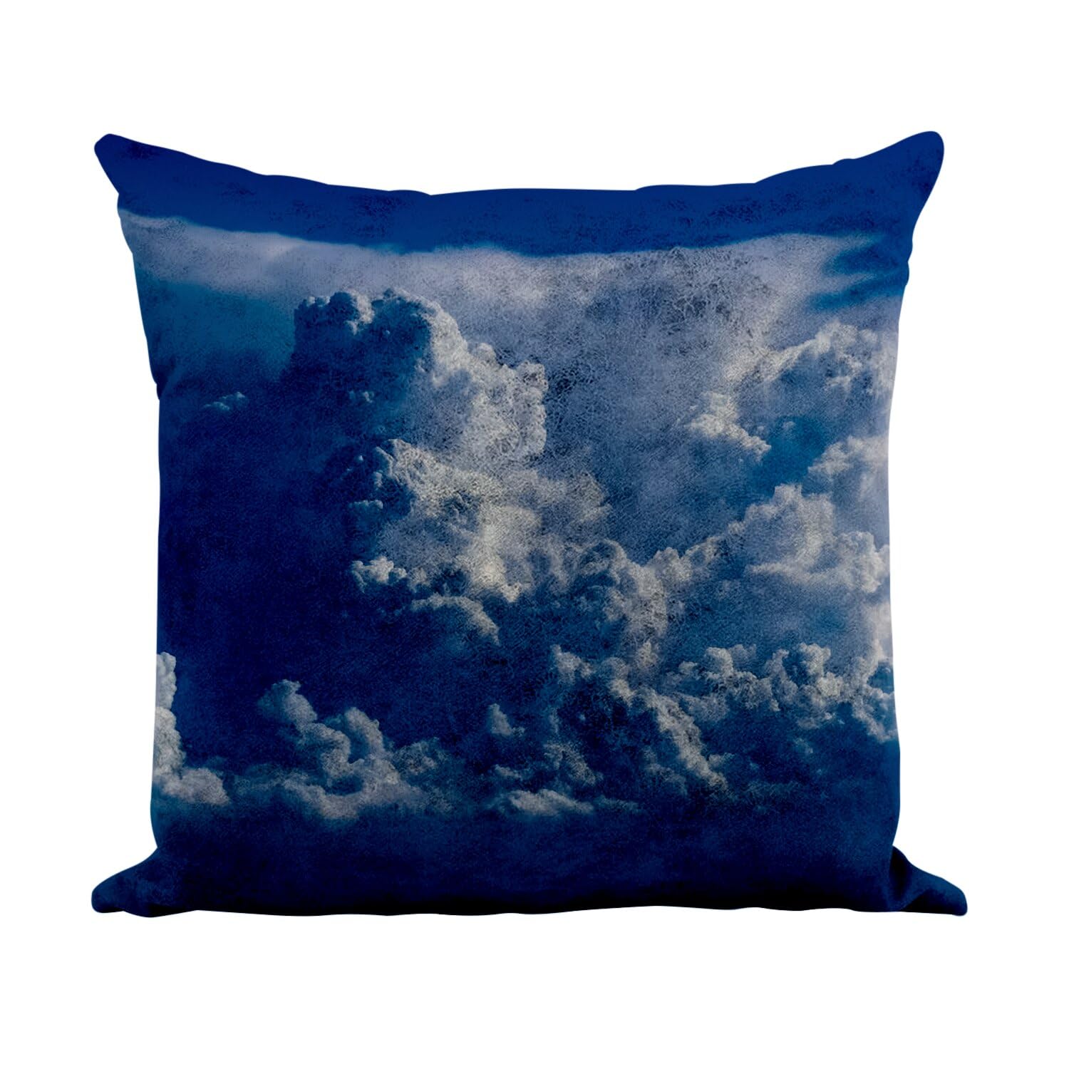 Coussin nuage ciel bleu en similicuir blanc pour déco de salon zen