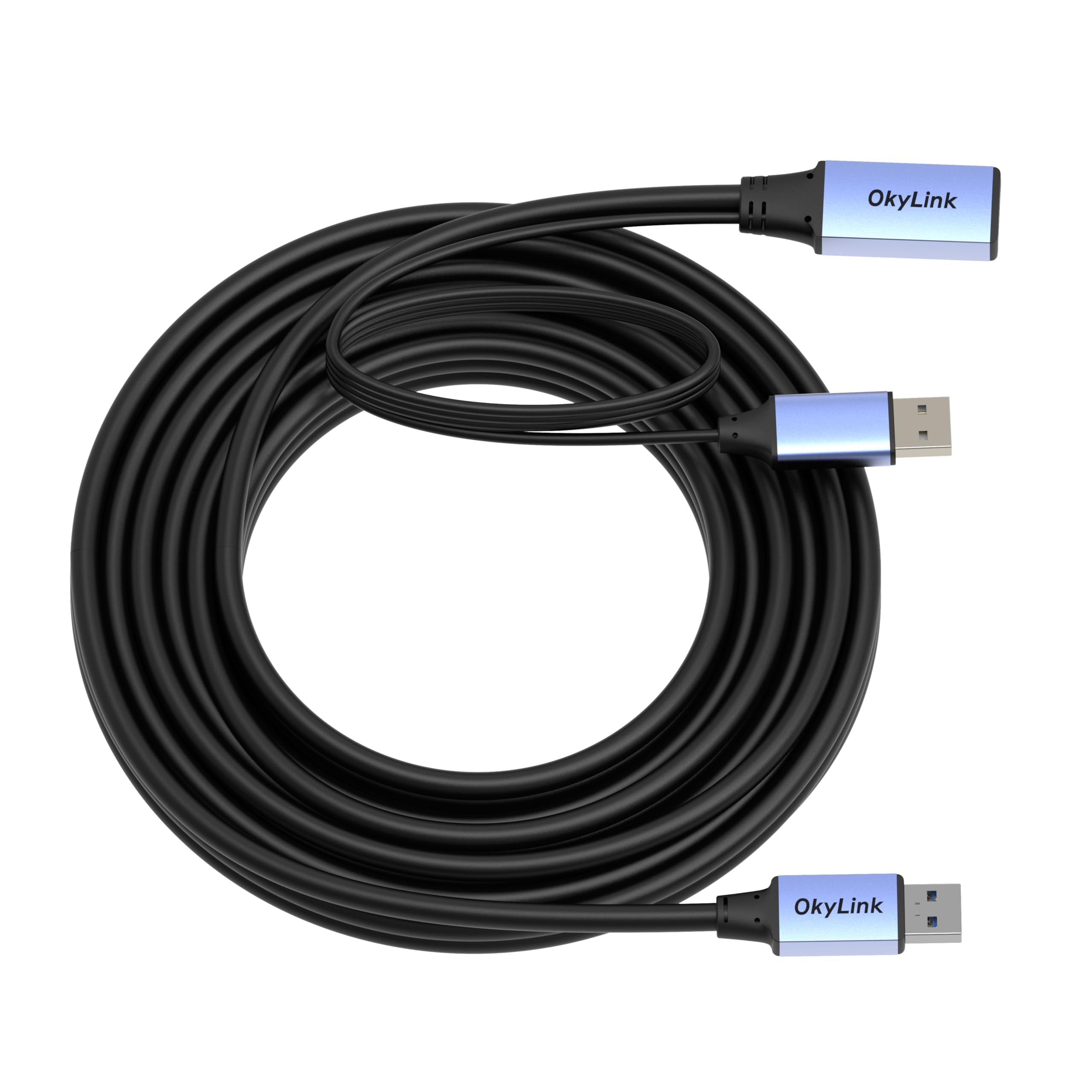 OkyLink Active - Cavo prolunga USB 3.0 da A ad A, da maschio a femmina, 7,6 m | 8 m, 3.2 Gen1, con cavo di alimentazione, 5 Gbps, Plug and Play, per telecamera CCTV, stampante