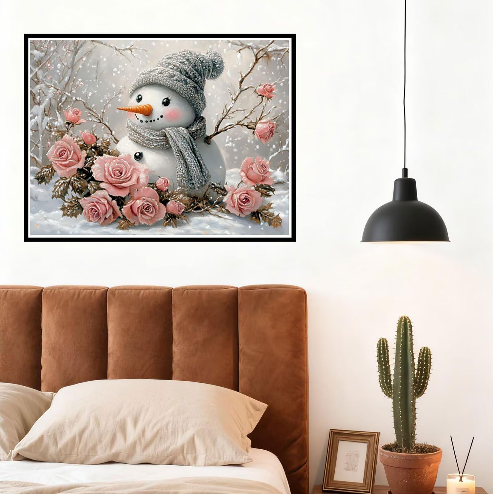 Fiori Dipingere con i Numeri Adulti Pupazzo di Neve Dipingere con i Numeri Regalo Bambina 7 Anni, Hobby Creativi Adulti Painting by Numbers Kit, per Decora Casa Regalo 60x80cm Senza Cornice H - 891