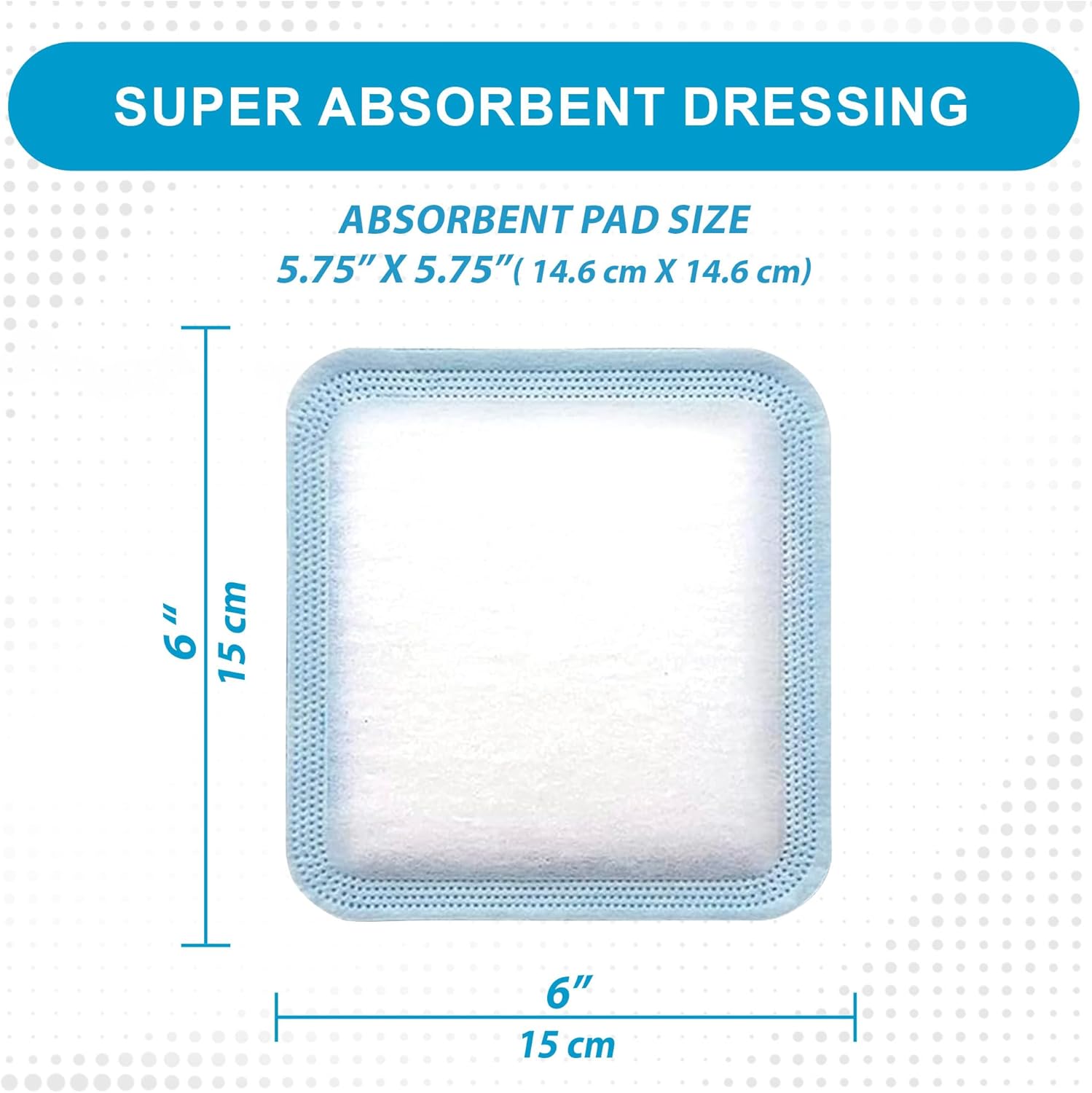 MedVance Super Absorbent Dressing, Non-Adhesive Pads for Wound Care, for Pressure Ulcers & 1st/2nd Degree Burns, Superior Moisture Absorption, Box of 10 dressings (6"x6" Bandage, 5"x5" Pad)
