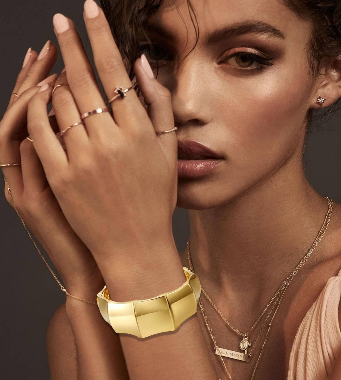 SONNYX 1-3 PCS Chunky Gold Bangle Bracelets for Women Trendy Open Wide Cuff Bracelet Irregular Wrist Cuff Wrap Bracelet Bangle Jewelry - Image 2