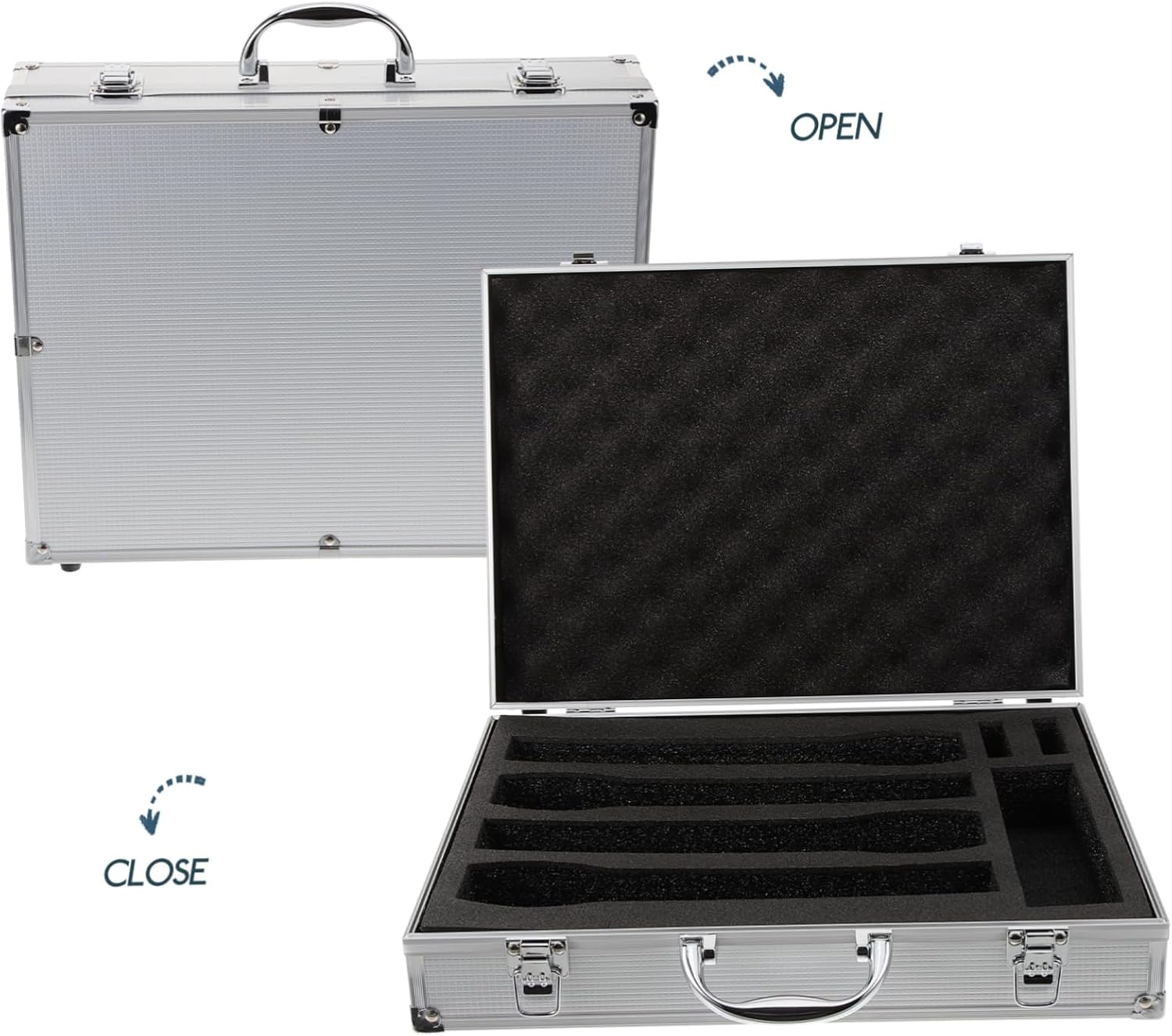 4-Pack Portable Aluminum Microphone Case with Handle Hard Shell Wireless Mic Storage Box for Travel and KTV