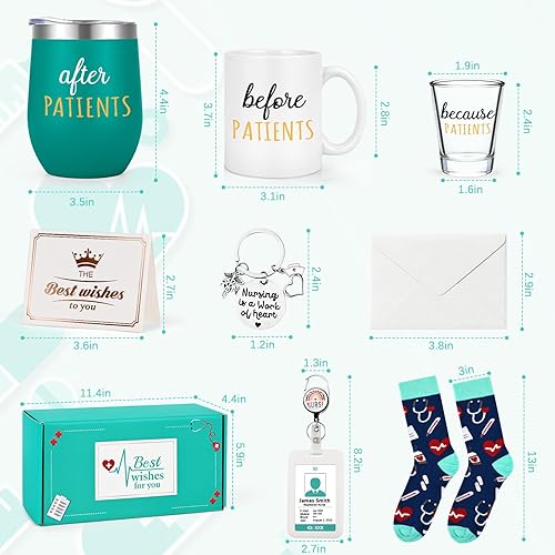 Miniatura 6 de Gtmileo Set de regalo para enfermeras para mujeres, 11 onzas, taza de café de 12 onzas, vaso de vino de 2 onzas, juego de regalo para enfermera,