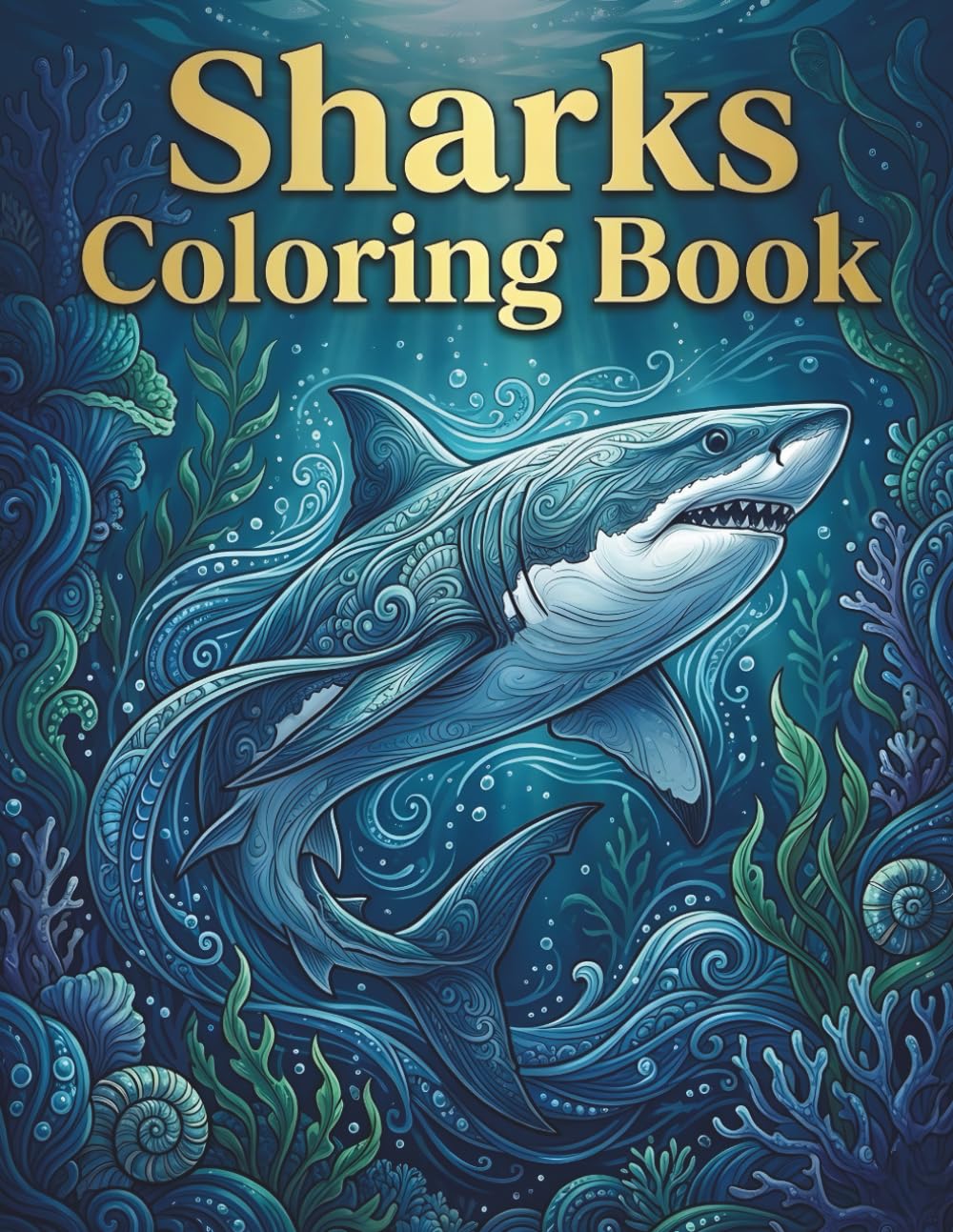 Sharks Coloring Book: An Adult Coloring Book Featuring Powerful Ocean Sharks for Relaxation, Stress Relief, and Creative Focus