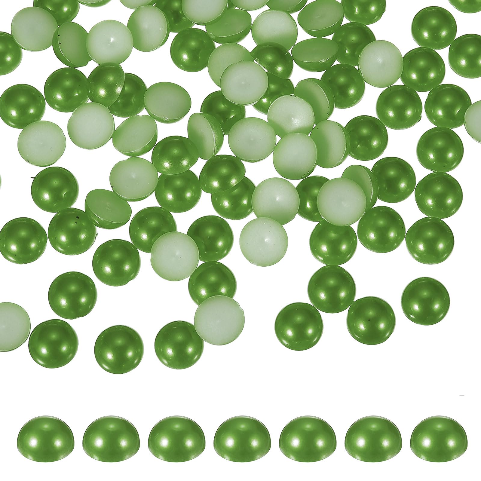 Perles demi-rondes vert olive 14mm ABS à dos plat pour création de bijoux DIY x350