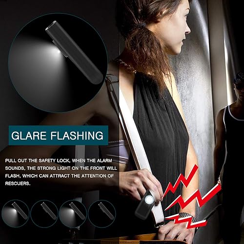 Vista 30 de La alarma de seguridad personal original para mujeres por mujeres, sonido de sirena fuerte, luz LED estroboscópica (SOS), cuídate con la alarma