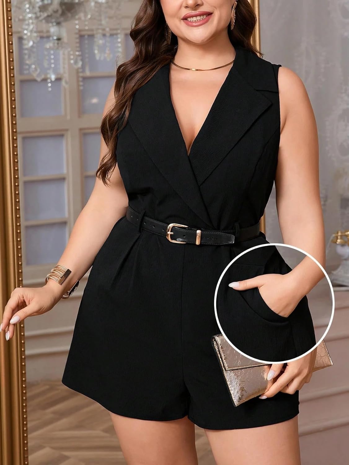 Rompers for Women Summer 2026 Elegant Modest Casual V-Neck Sleeveless Wide Leg Jumpsuit