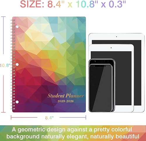 Miniatura 5 de Agenda escolar 2025-2026, julio 2025-2026, julio 2025-junio 2026, 9 x 11 pulgadas, mensual y semanal con calcomanías, 3 agujeros perforados