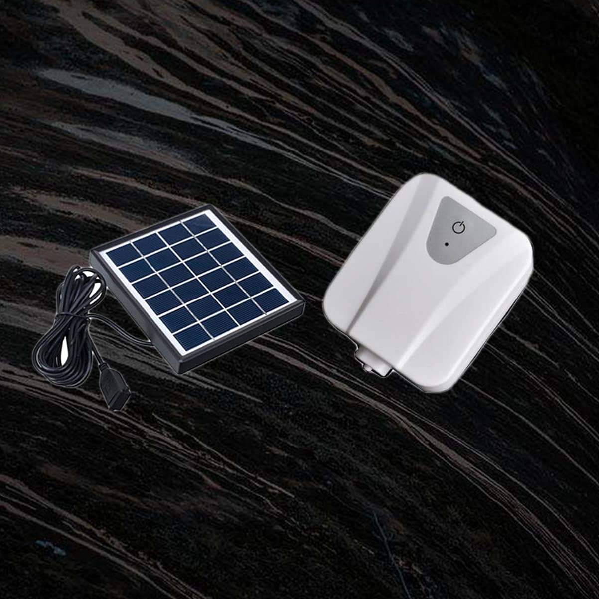 POPETPOP Solar-Powered Oxygen Air Pump for Fish Tanks and Hydroponics Low Noise Air Displacement Economic Power-Saving Design White