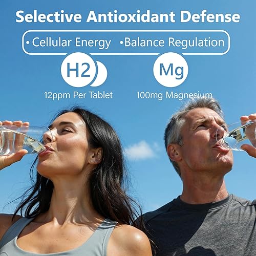 Miniatura 3 de Tabletas de hidrógeno molecular (H2) con magnesio  Tableta de agua de hidrógeno de 12 PPM para agua potable, rica en antioxidantes, apoya la salud