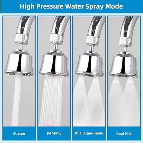 Miniatura 5 de Hygie Rinse Cabezal de repuesto para grifo de fregadero de cocina, accesorio rociador de 4 rociadores con 2 juntas de bola, giro de ángulo grande,