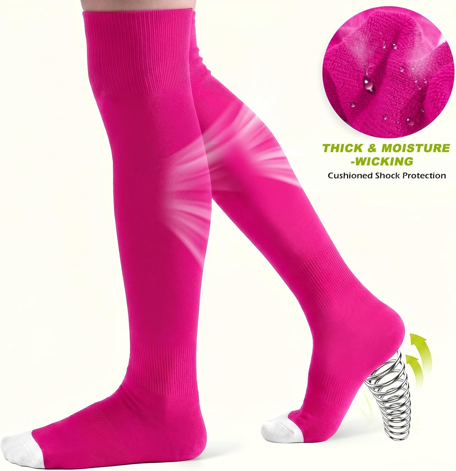 XZQTIVE 2 Pack Baseball Softball Socks and 1 Baseball Softball Belt Set Over the Knee Team Socks for Kids Youth