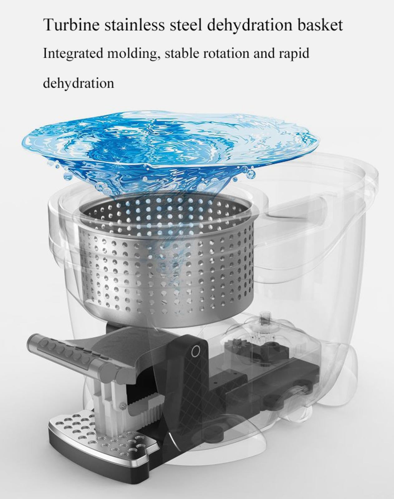 NIBHZ Kit de Cubo de Fregona y Escurridor, Fregona Giratoria de 360° con Mango de Acero Inoxidable, Cubo de Pedal para Limpieza de Suelos, 5 Almohadillas de Microfibra