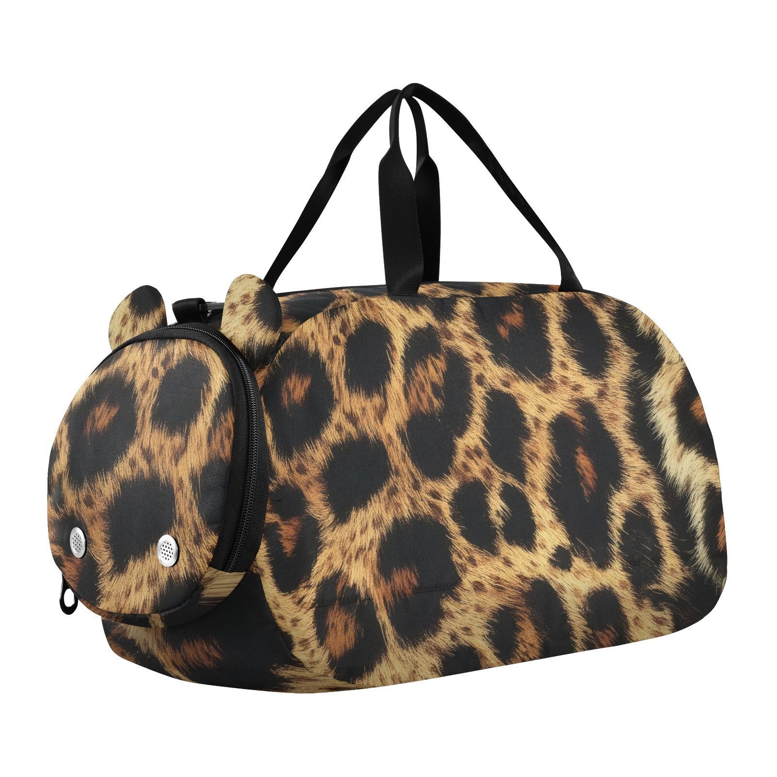 Flradish Leopard Texture Kids Overnight Duffle Bag,Gymnastics Sports Dance Bag with Shoe Compartment & Wet Pocket, Travel Weekender Tote for Boys & Girls