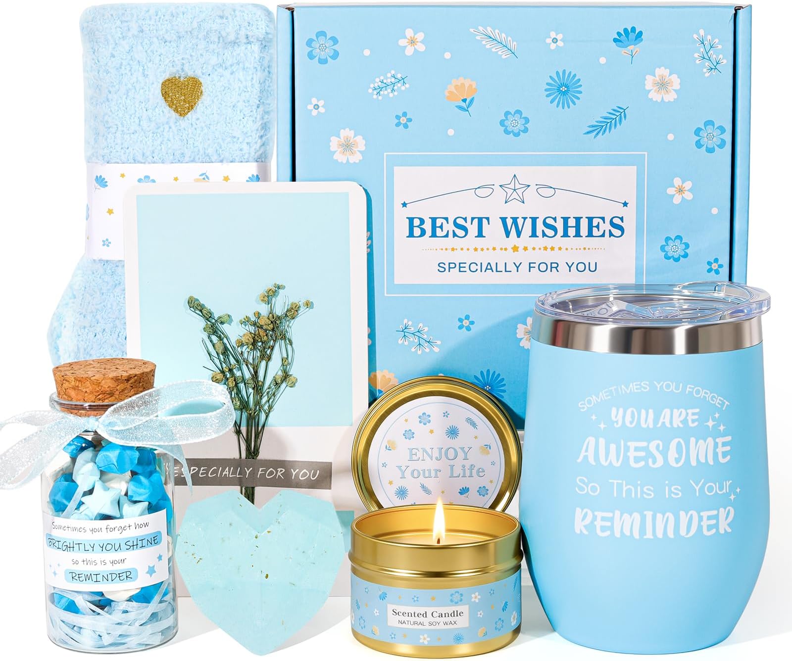 Mothers Day Gifts for Mom Birthday Gifts for Women Unique Blue Basket Ideas for Women Gift Box for Her Self Care Gift Set Birthday Presents Female Friendship Gift for Mom Friend Bestie Girlfriend
