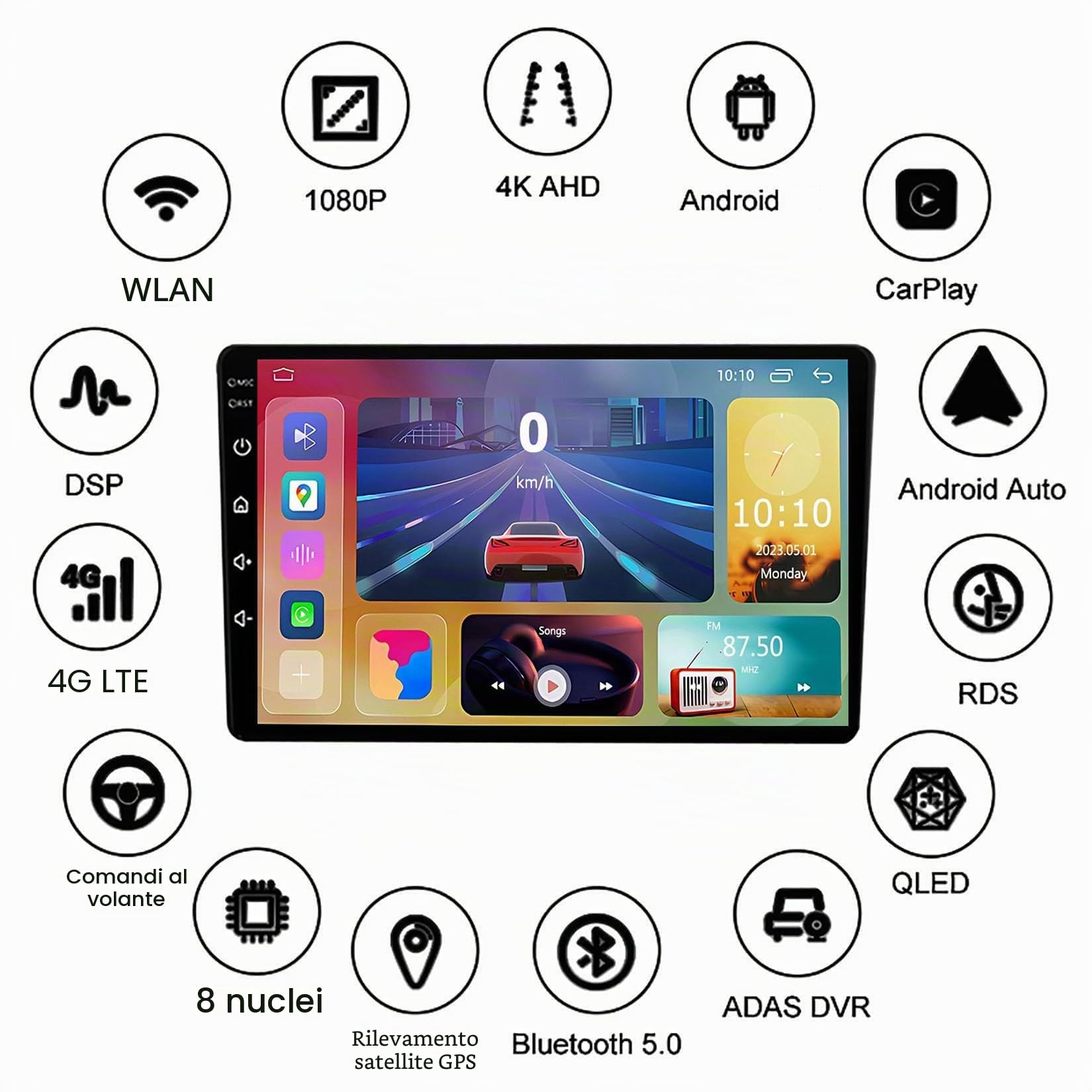 per Polo Mk4 2004-2009 Autoradio 14 GPS Navigazione Music 9 Pollice Video 1080P HD Touch Multimedia Schermo DSP Touch Capacitivo FM MA 12V Dab Chiamate in Vivavoce MP5 SWC