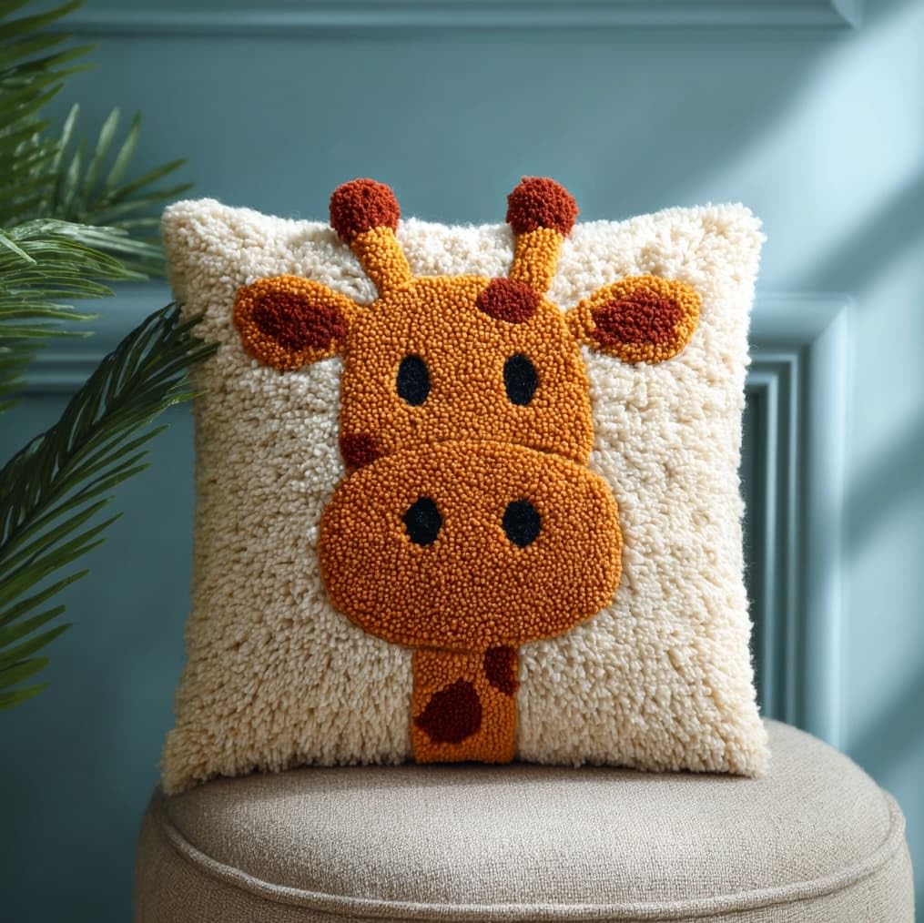 AxiangziK Latch Hook Pillow Kit,Giraffe
