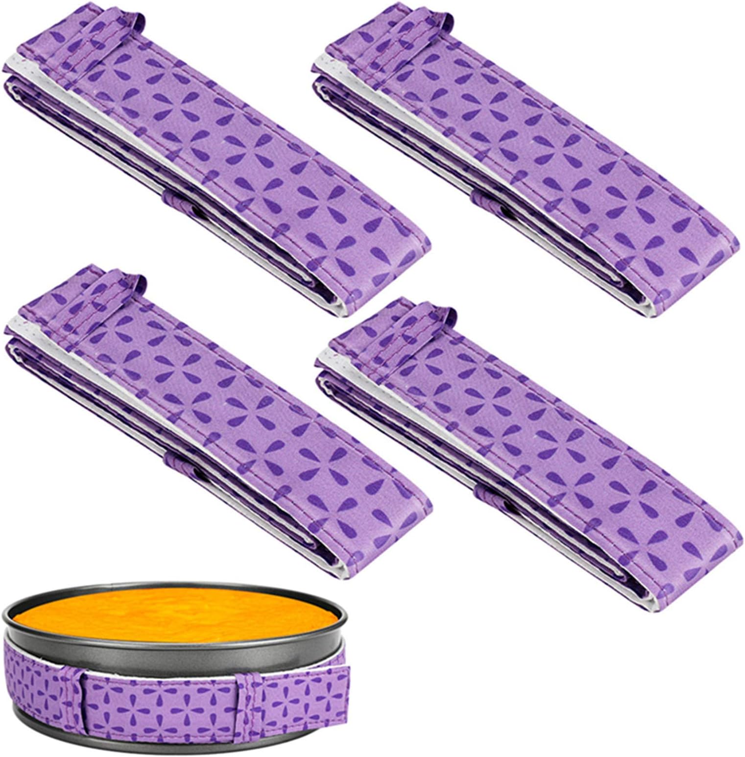 Bake Even Cake Strips, Global-store 4-Piece Cake Pan Dampen Strips, Cake Pan Strips, Super Absorbent Thick Cotton, Keeps Cakes More Level & Prevents Crowning with Cleaner Edges