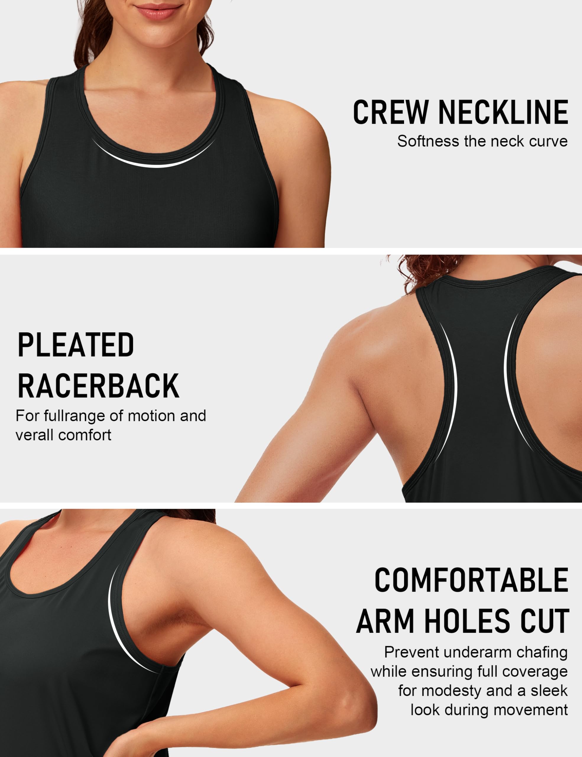 MAGCOMSEN Women's Workout Tank Tops Racerback Sleeveless Yoga Shirts Sun Protection UPF 80+ Gym Running Top — view 4