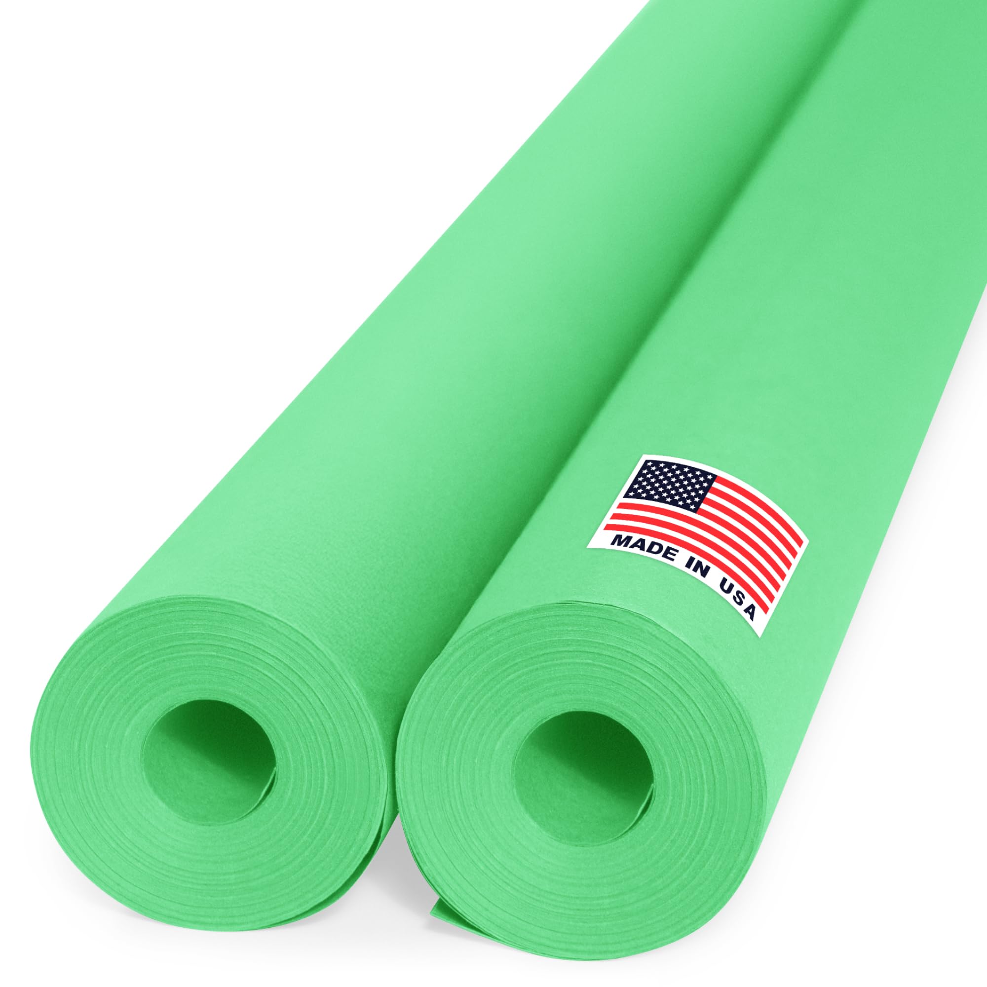 Paclord Lot de 2 rouleaux de papier kraft vert de 36 x 1200 pouces (lot de 2) - Épaisseur : 45 livres - Fabriqué aux États-Unis - Papier kraft coloré pour l'école - Sans odeur