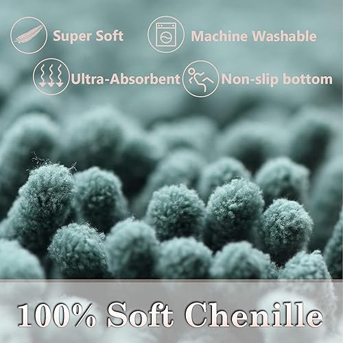 Miniatura 3 de Run Helix Chenillen - Juego de 3 alfombras de baño antideslizantes, absorbentes, peludas, lavables a máquina, perfectas alfombras de felpa con