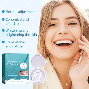 2pair False Teeth,Clip in Veneers Teeth,Snap on Veneers Teeth,Clip on Veneers Top and Bottom,Adjustable Snap Button Veneers Teeth,for Men and Women with Bad Teeth,with Tweezers