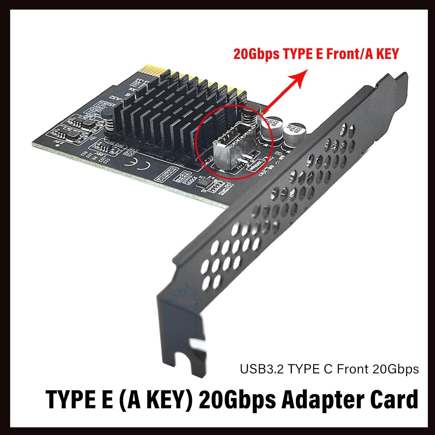 Heayzoki PCIE 4X to USB 3.2 Gen 2 Expansion Card, 20Gbps Type E A Key Expansion Card, ASM3242 Main Control Chip, Front Panel Type C Interface for Desktop PC