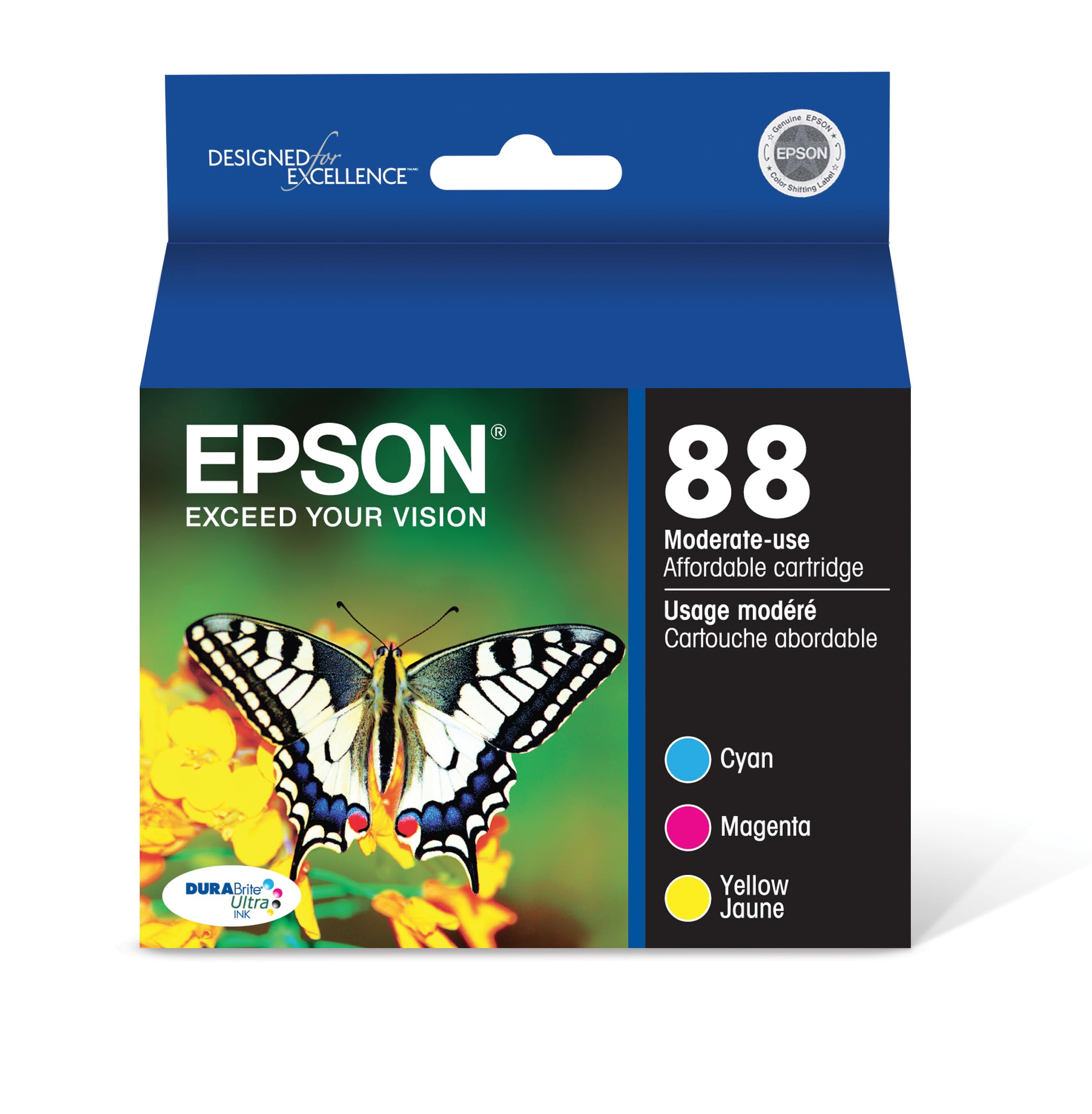 Epson DURABrite Ultra 88 Moderate-use Inkjet Cartridge Color Multipack 1 Cyan, 1 Magenta, 1 Yellow T088520