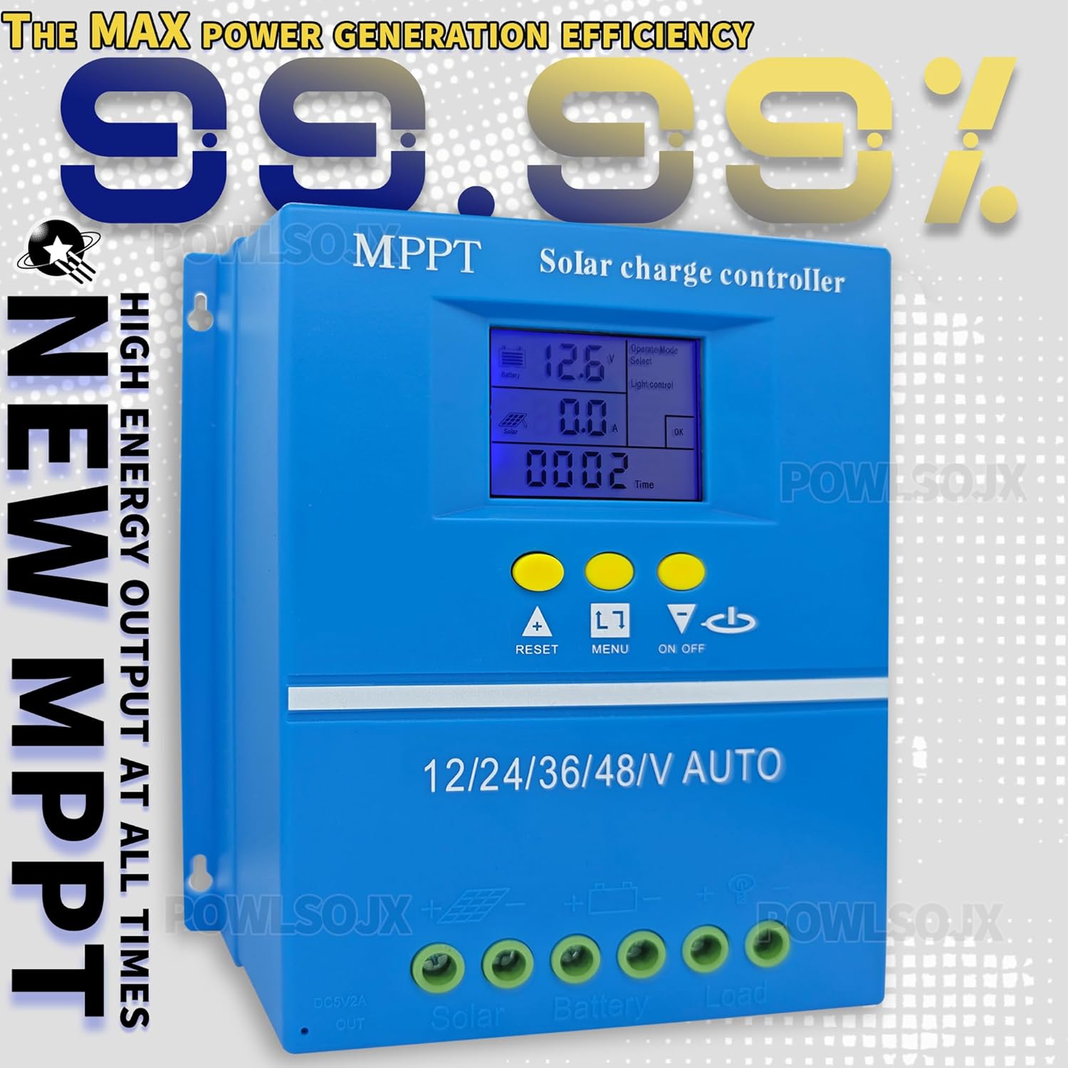 60A/80A/100A High-Efficiency MPPT Solar Charge Controller, Multi-Voltage Compatibility (12V/24V/36V/48V) and Intelligent Protection (100A)