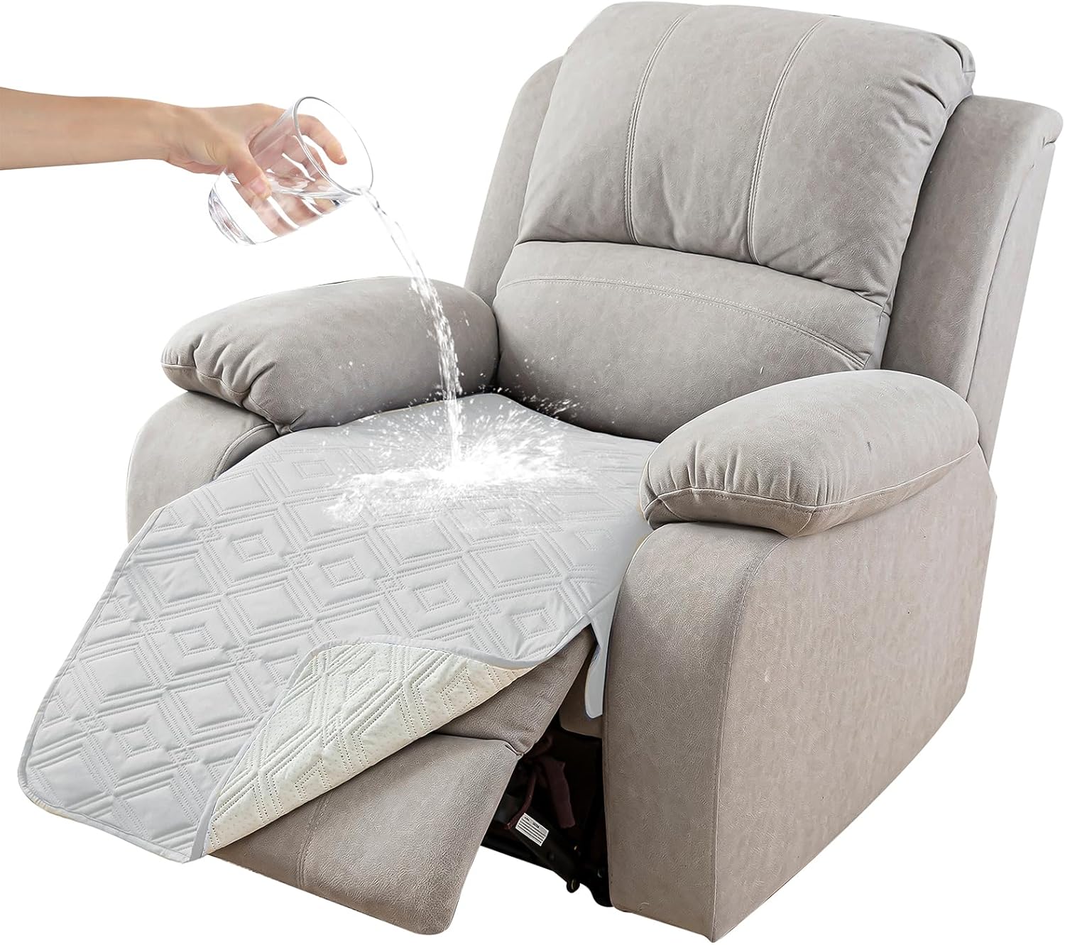 Genina 100% Waterproof Recliner Chair Covers, Anti-Slip Recliner Cover Dog Chair Cover Furniture Protector, Chair Sofa Slipcover for Pets Dogs, 1 Piece (Off White, Recliner)