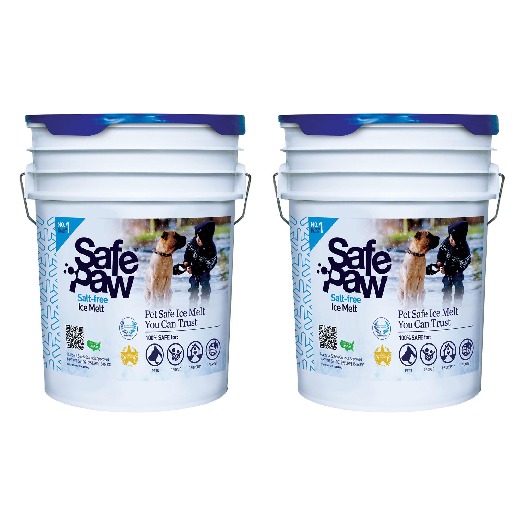 Safe Paw 2 Pack Pet-Safe Ice Melt, Salt &amp; Chloride-Free Deicer, 35 Lbs