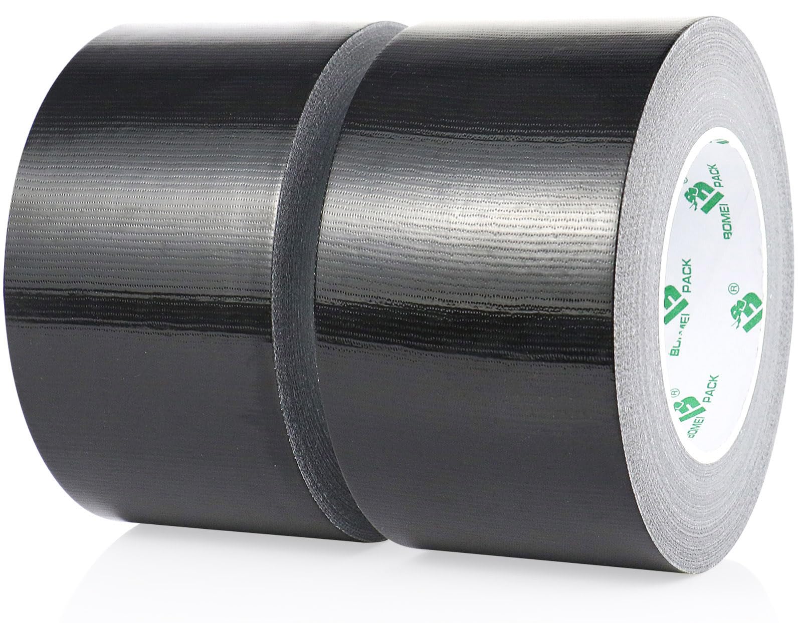 BOMEI PACK Cinta adhesiva de tela negra, 2 rollos de 75 mm x 50 m, reforzada, resistente al agua, cinta adhesiva resistente para fijar reparaciones, manualidades, etiquetado, cajas de sellado para