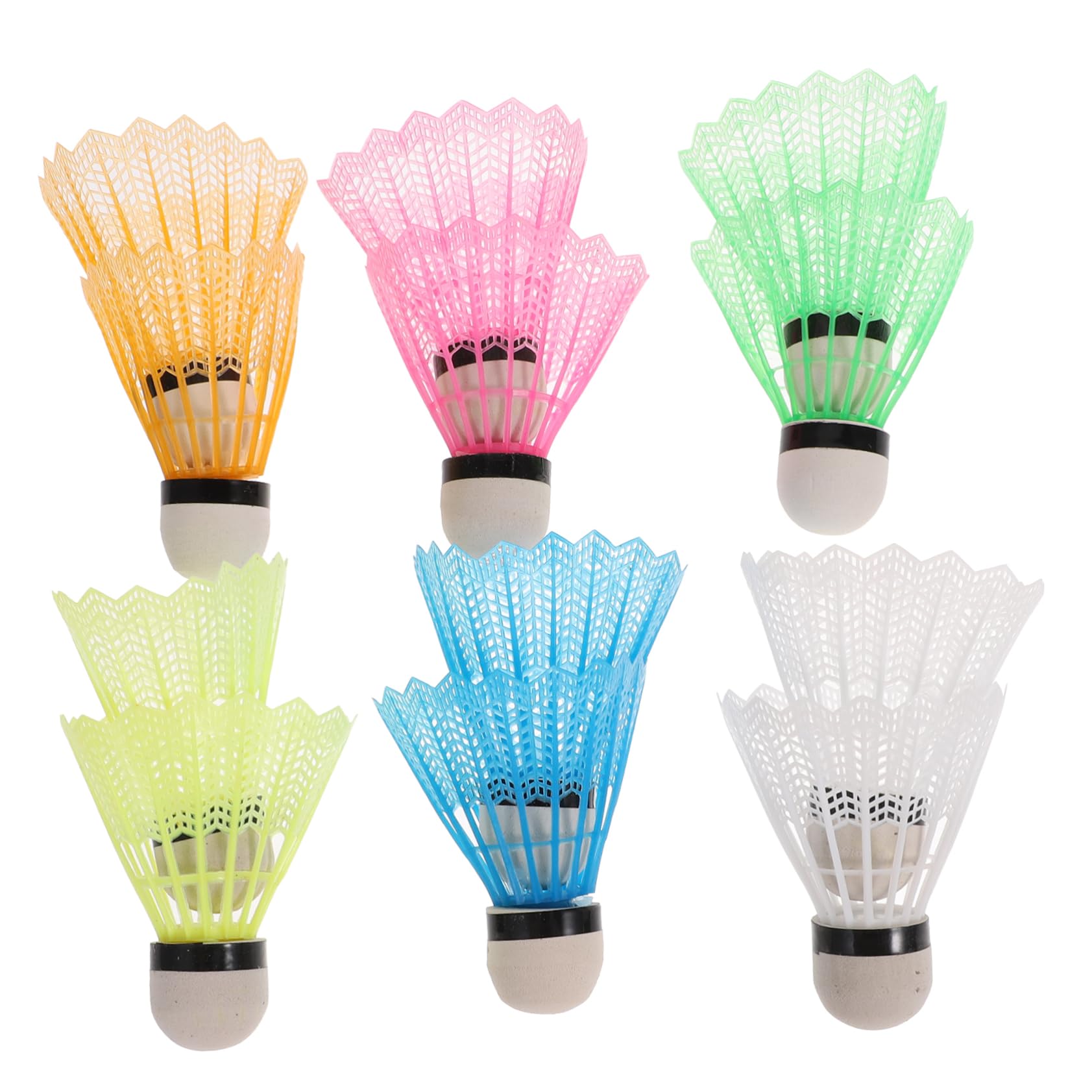 Mikikit 12Pcs Nylon Plastic Badminton Shuttlecocks for Indoor and Outdoor Sports Durable and Stable Training Birdies for Badminton Lovers Design for Enhanced Play