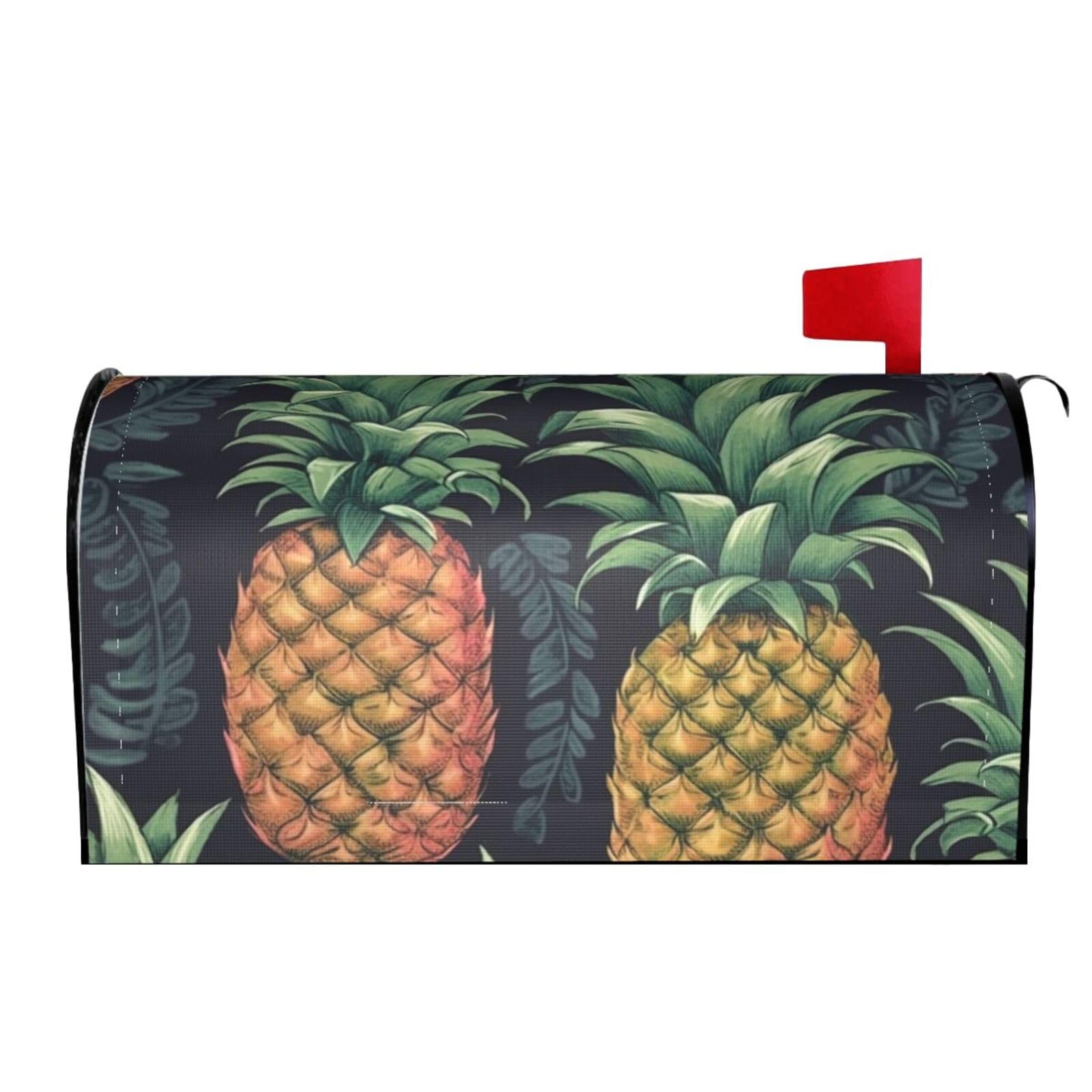 Spring Summer Mailbox Covers Magnetic Letter Post Box Cover Pineapple Mailbox Wrap Decoration Mailbox Post Cover for Garden Yard Outside Welcome Decor 25.5x21 in