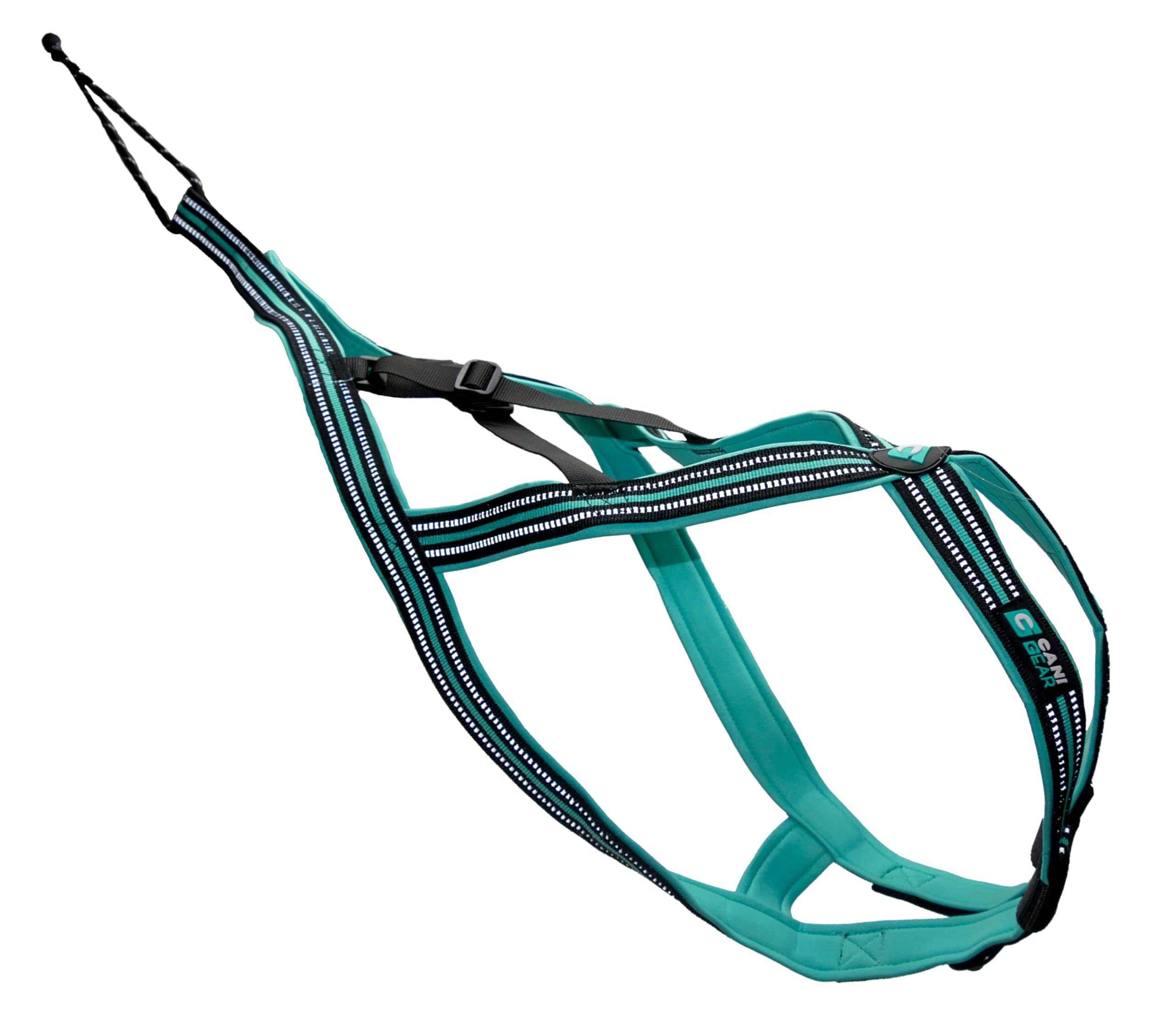 X-Back-Gurt, Modell Olympia, Farbe Schwarz/Türkis, Rücken- und Nackenverstellung, reizhemmendes Neoprenfutter, L