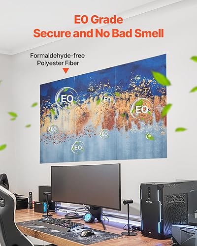 Miniatura 4 de VEVOR Paquete de 6 paneles acústicos artísticos, 70.87 x 47.24 x 0.4 pulgadas, azulejos de pared insonorizados, autoadhesivos, decorativos para