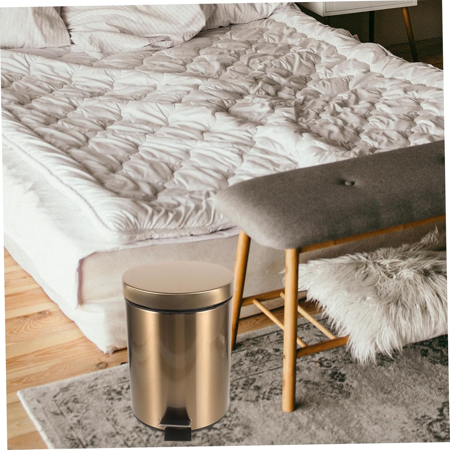 Stainless Steel Step Trash Can Kitchen Waste Container Lid and Easy to Clean for Office Bathroom Living Room