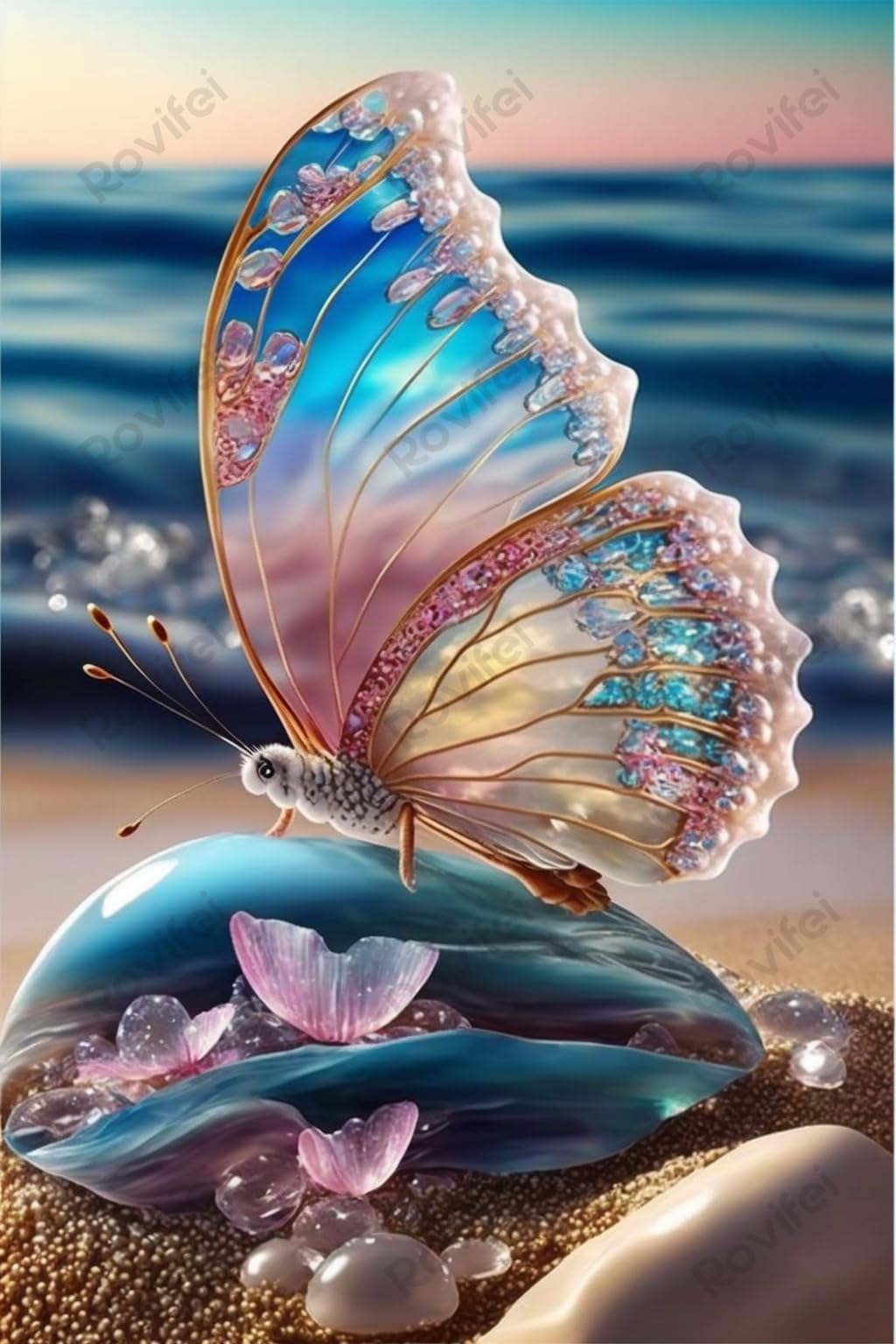 Diamond Art Kits for Adults,Butterfly Beach Diamond Art,Rhinestone