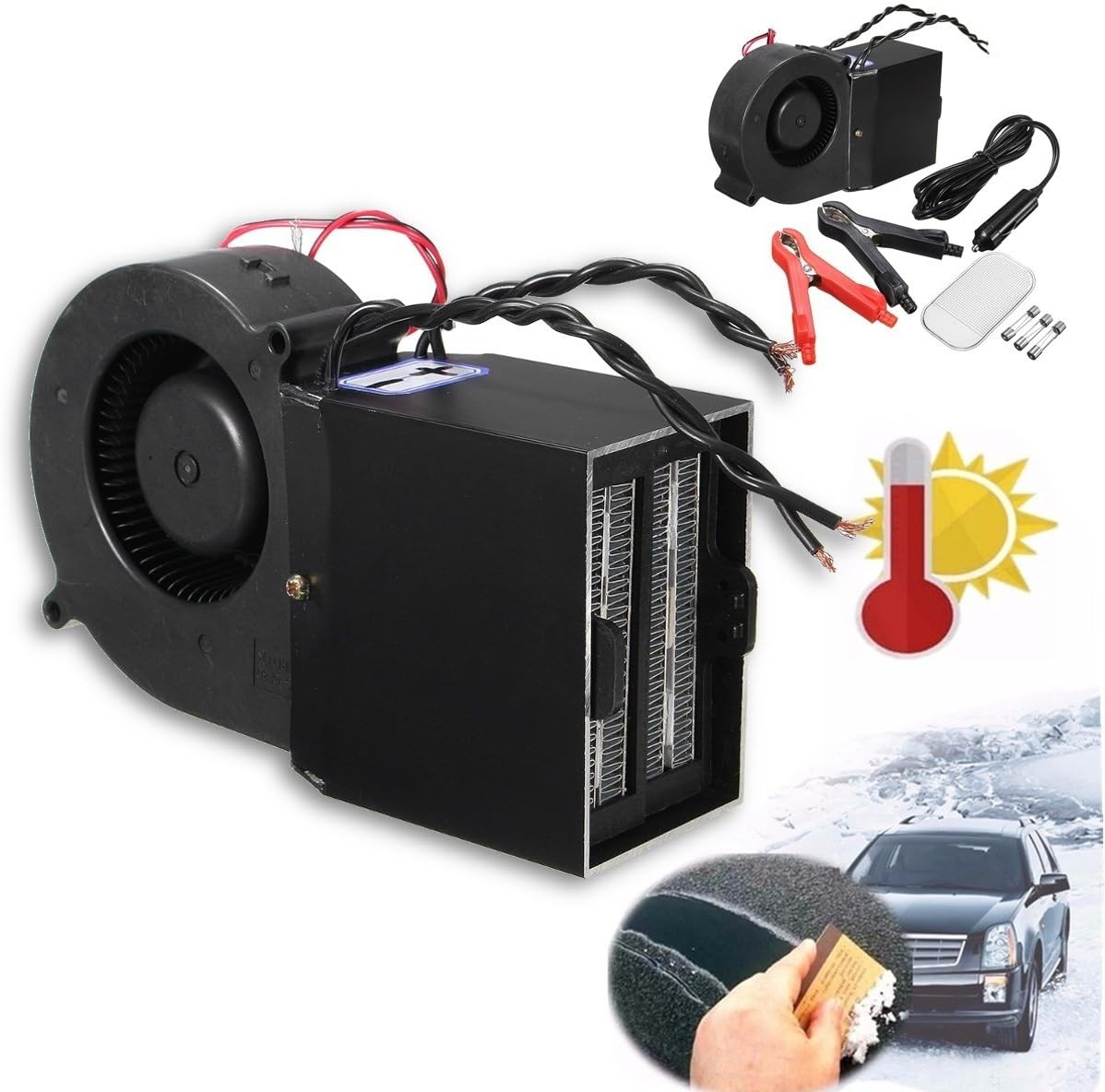 HOT SALE DC 12v Adjustable 500w 300w Ceramic Car Fan Heater Heating Warmer Defroster Demister