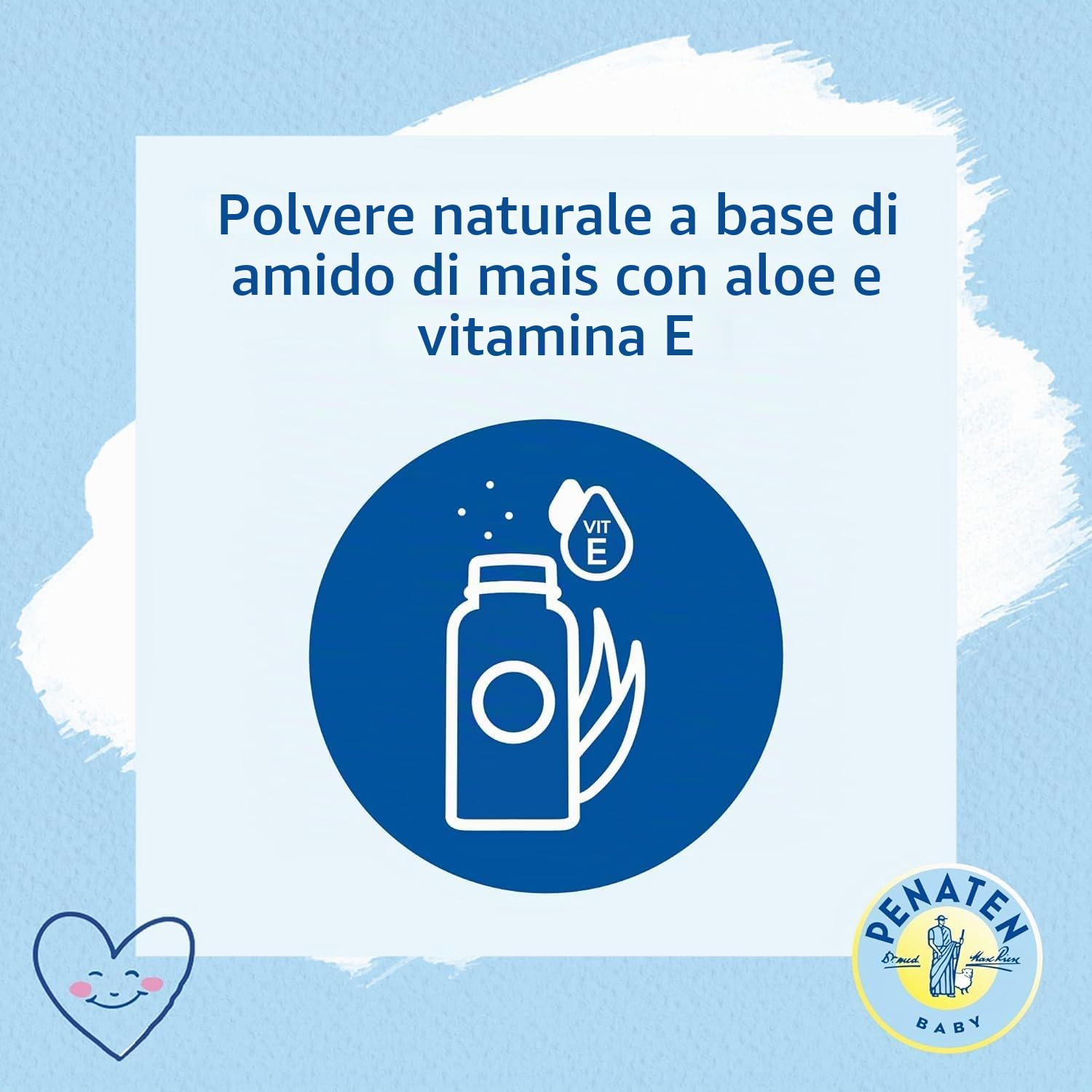 Penaten Polvere naturale per bambini (100 g), con aloe e vitamine, protegge e asciuga la pelle sensibile, dermatologicamente testata, ingredienti naturali al 99%